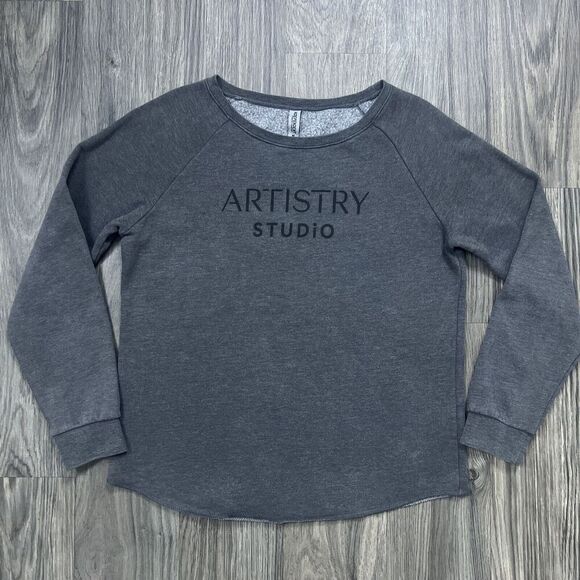 Artistry Studio Curved Hem Long Sleeve Crewneck Sweatshirt Size Medium Dark Gray - Picture 1 of 4